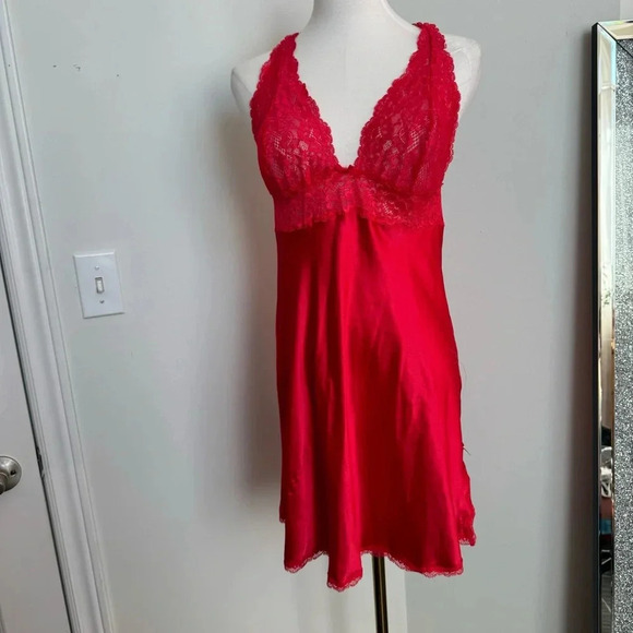 Victoria secret Red  Lace slip dress with lace and bow details M luxury coquette - Picture 5 of 8